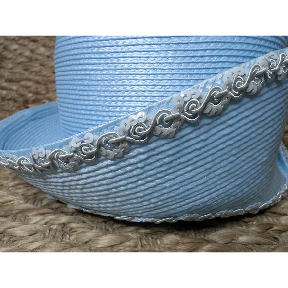 NEW! Deborah New York Light Blue Straw Derby Hat Fashion Church One Size main image 14